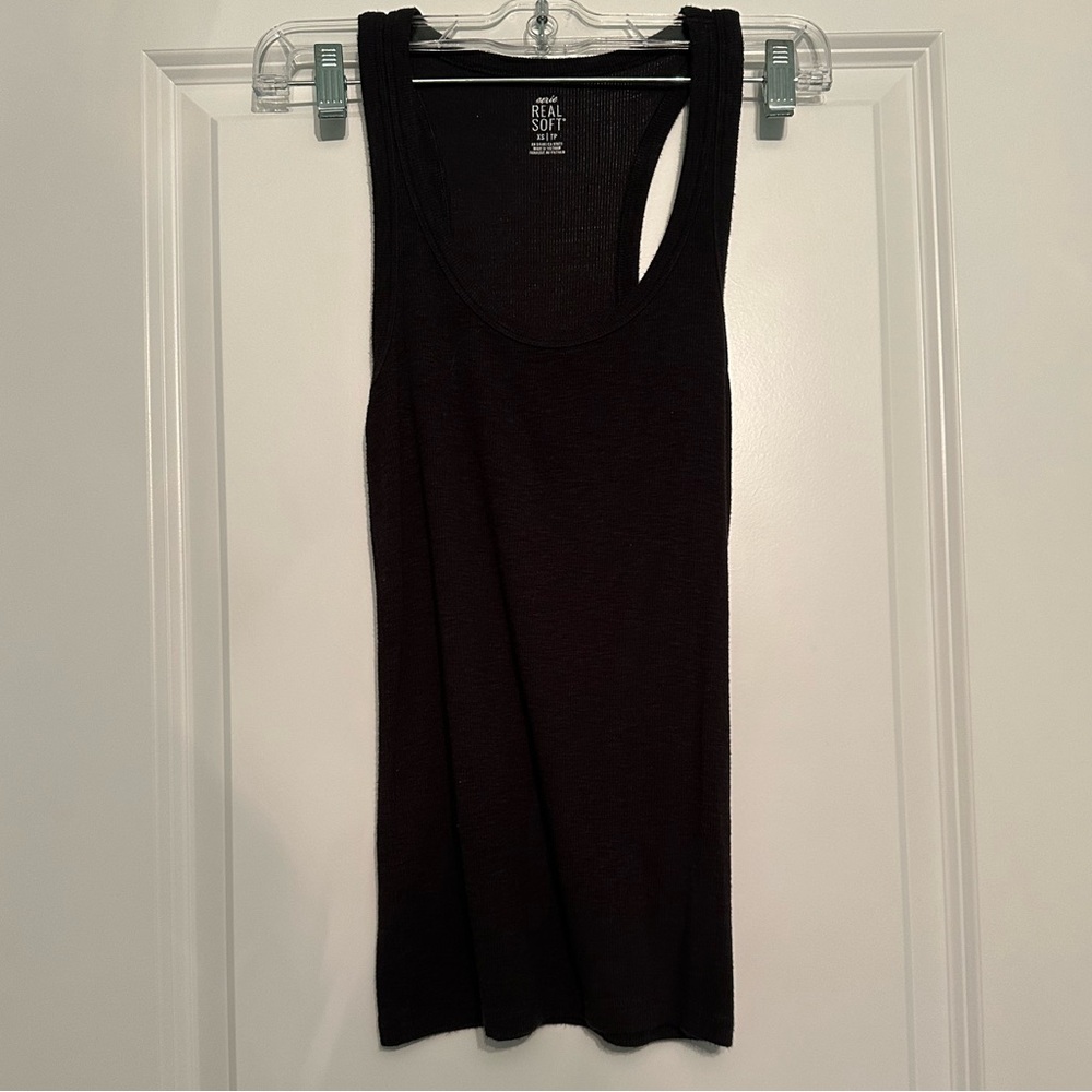Aerie Real Soft Black Fitted Tank Top